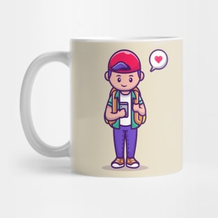 Cute Boy With Mobile Phone Mug